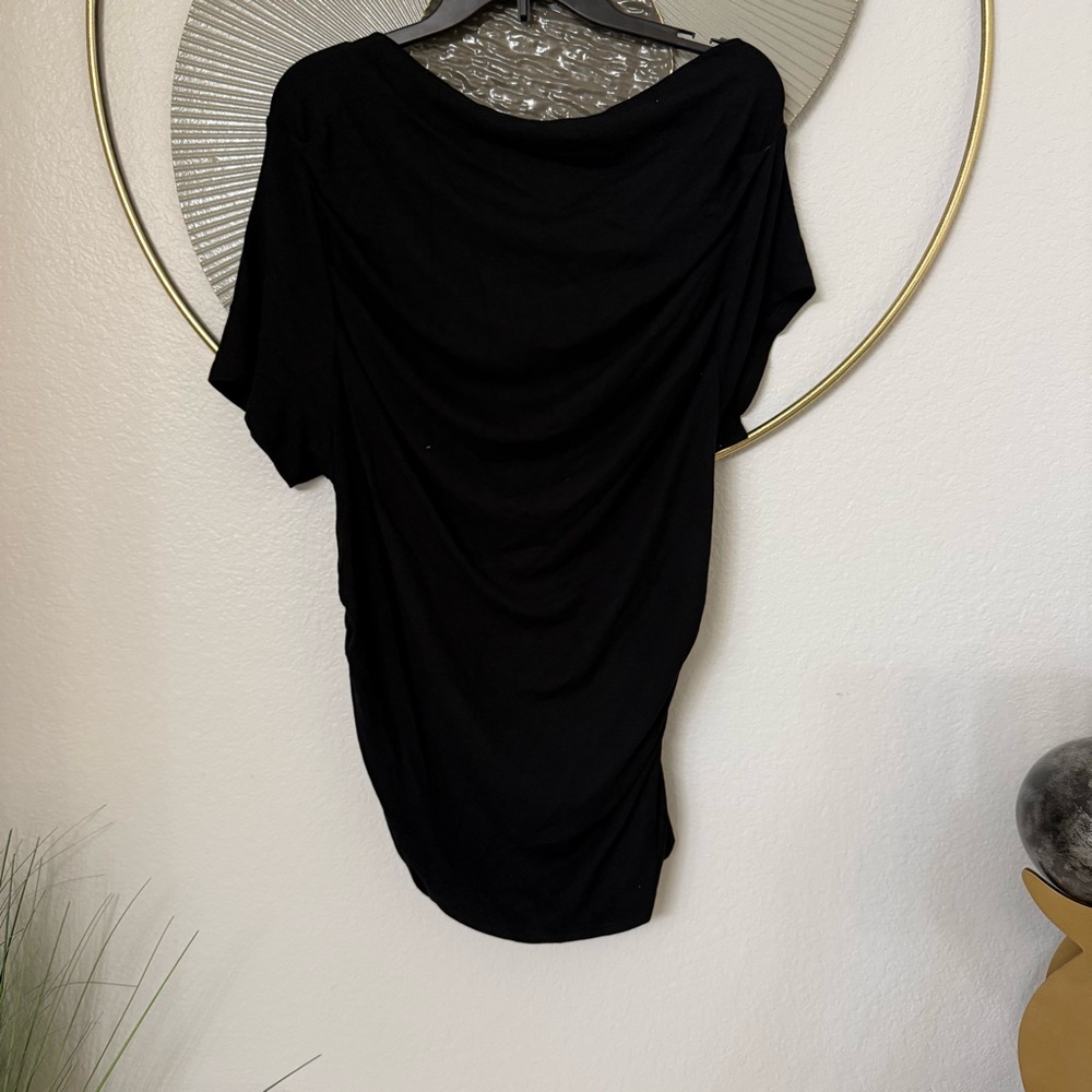Cider Black Drape Short Sleeve Top